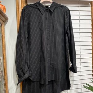 Adrienne Black and White Striped Shirt